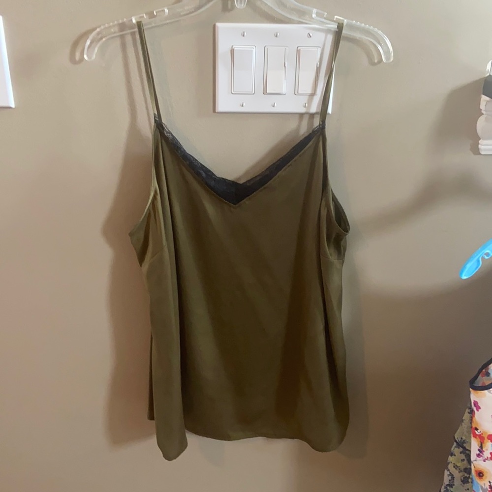 Green Camisole with Black Lace